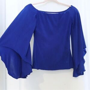 Electric Royal blue split bell sleeves Dance America women’s top